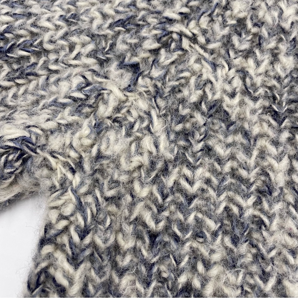 Handmade Cardigan Sweater Variegated Off-White Blue Gray Long Sleeve Wool‎ Women - Picture 11 of 14